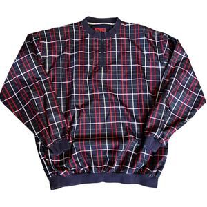 Pivot Rules Men’s Blue/Red/White Plaid 1/4 Zip Pullover.  Size XXL
